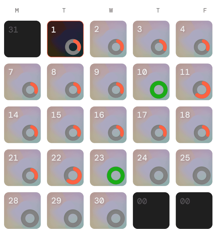 Daily habit calendar