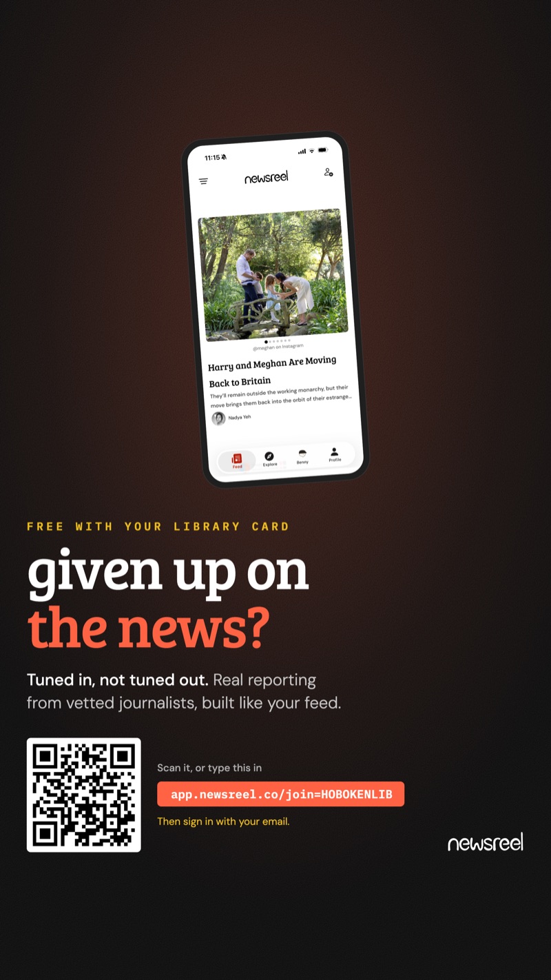 Hoboken's story-size social post, dark, same layout stretched tall.